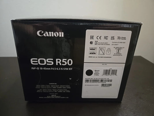 Canon EOS R50 24.2MP APS-C Mirrorless Camera with RF-S 18-45mm f/4.5-6.3 IS STM Lens Kit – Black