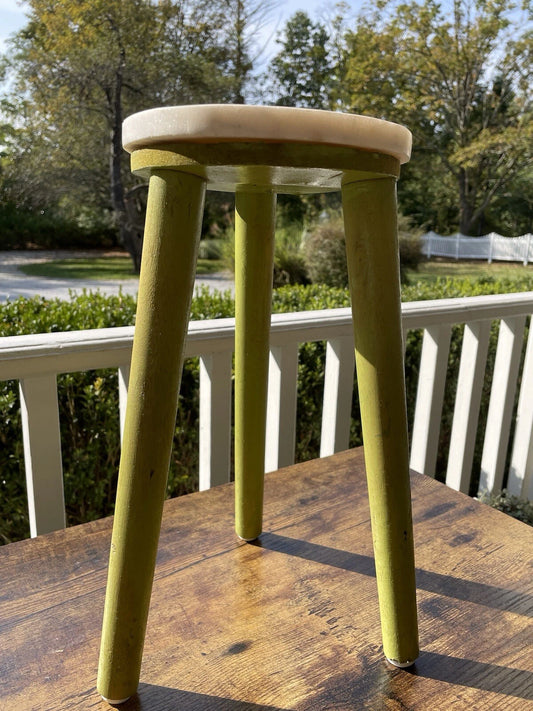 3 Legged Stool Painted Wood Marble Top Handmade