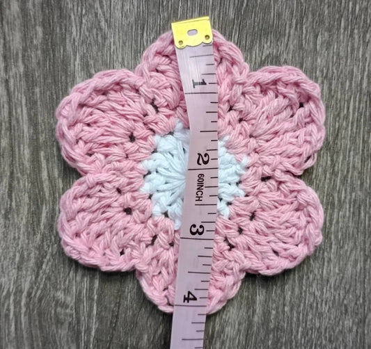 Set of 4 Crochet Handmade Flower Coasters/Doily 100% Cotton Colour Pastel Pink