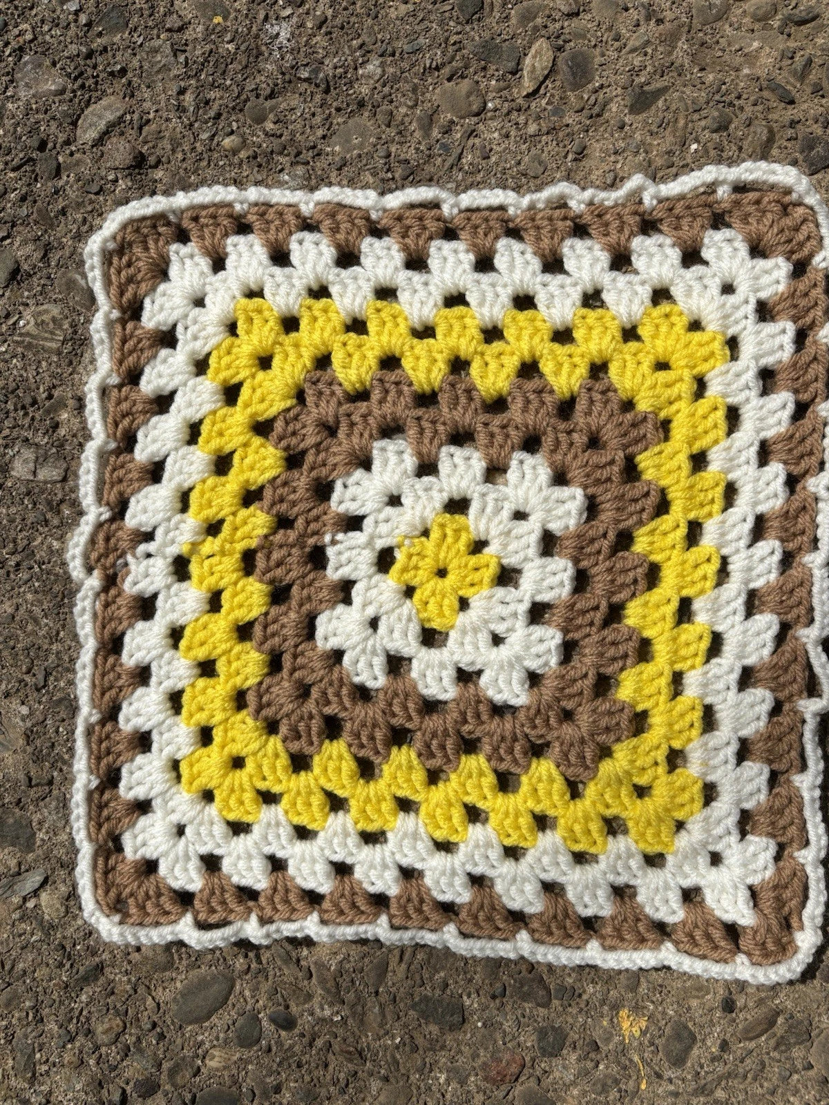 Granny Square Table Runner Placemat Dresser Liner Retro Crochet Handmade