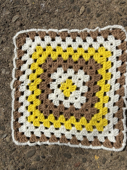 Granny Square Table Runner Placemat Dresser Liner Retro Crochet Handmade