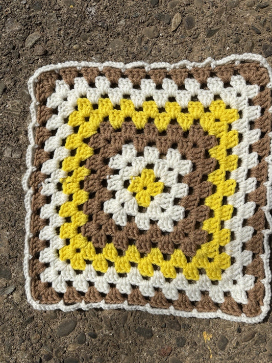 Granny Square Table Runner Placemat Dresser Liner Retro Crochet Handmade