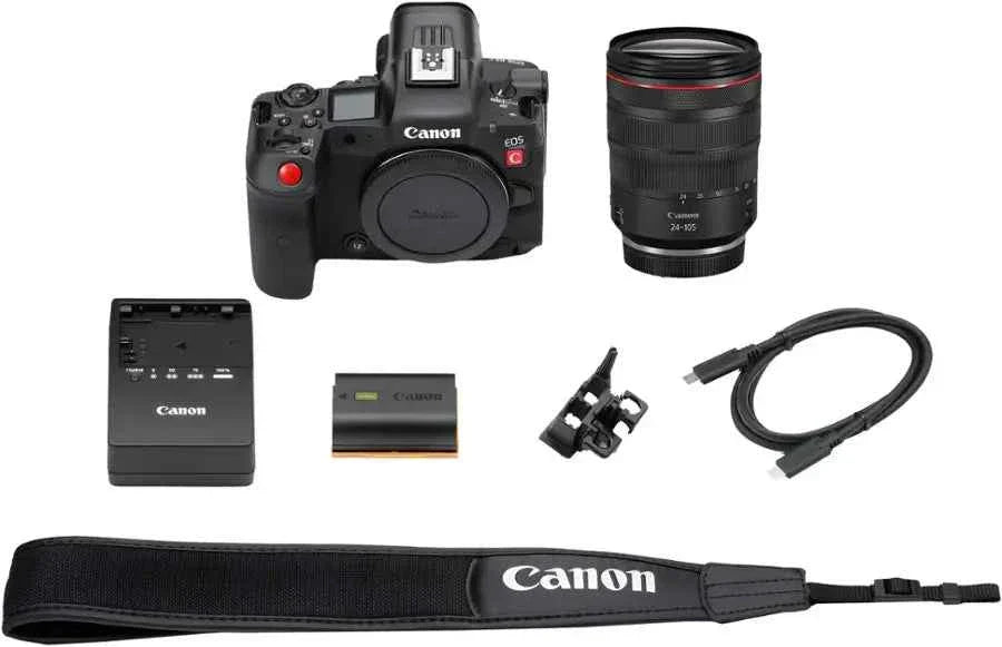 Canon EOS R5 C 8K Video Mirrorless Cinema Camera with RF24-105mm f/4 L IS USM Lens - Black - cameraavenue