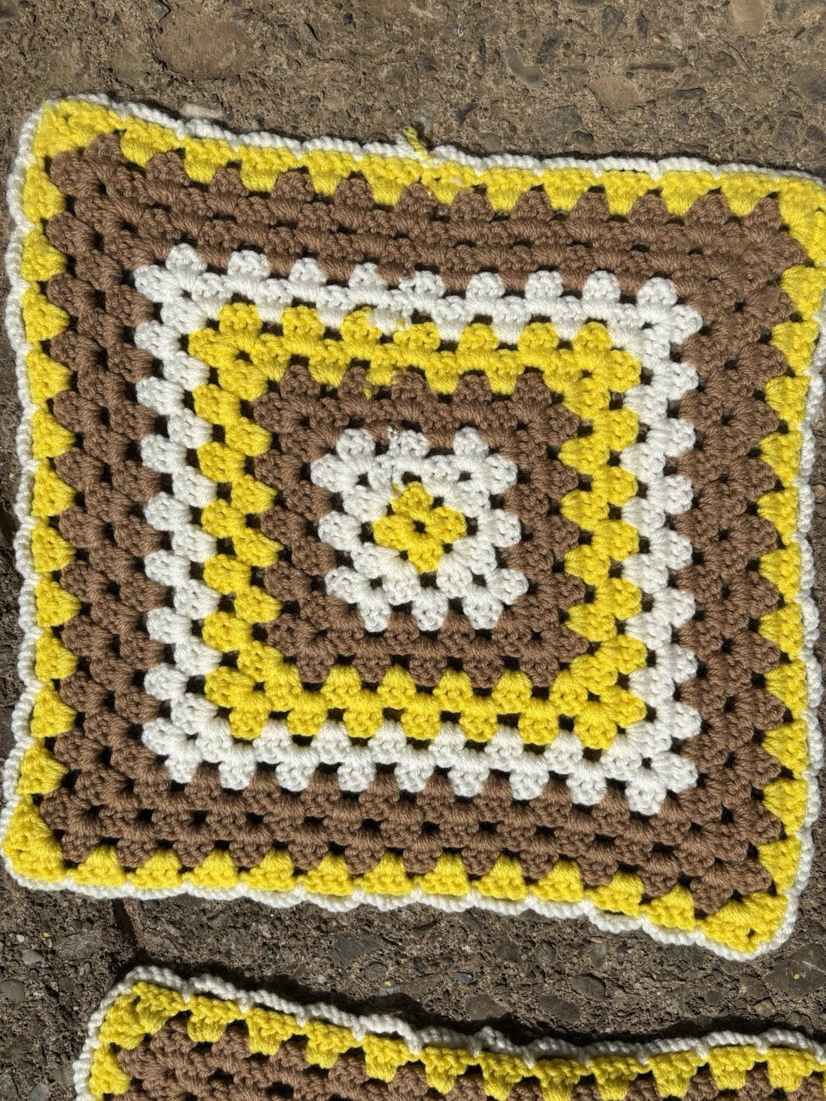 Granny Square Table Runner Placemat Dresser Liner Retro Crochet Handmade