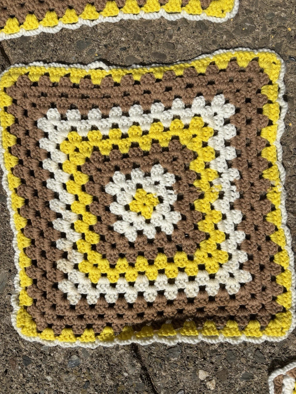 Granny Square Table Runner Placemat Dresser Liner Retro Crochet Handmade