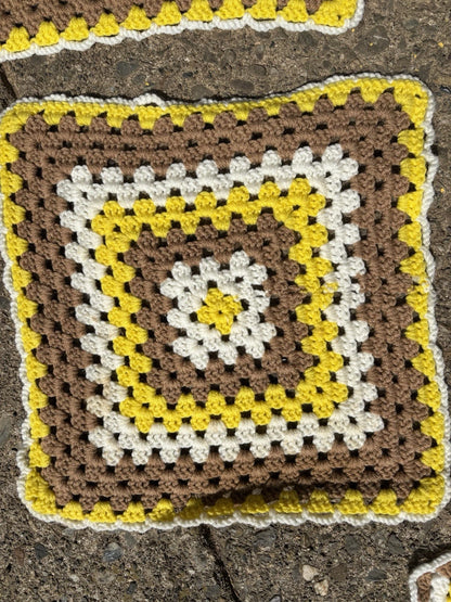 Granny Square Table Runner Placemat Dresser Liner Retro Crochet Handmade