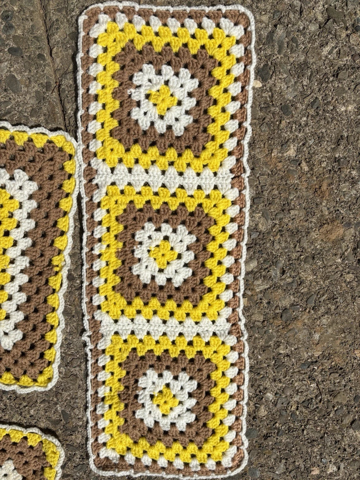 Granny Square Table Runner Placemat Dresser Liner Retro Crochet Handmade