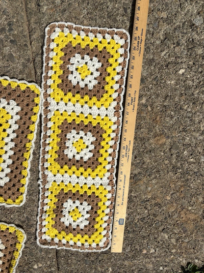 Granny Square Table Runner Placemat Dresser Liner Retro Crochet Handmade