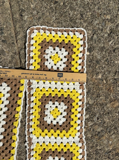 Granny Square Table Runner Placemat Dresser Liner Retro Crochet Handmade
