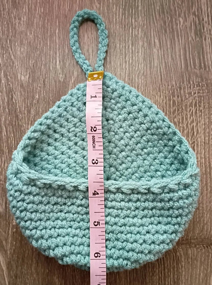 Crochet Handmade Set of 2 Small Hanging Wall Baskets Colour Arctic