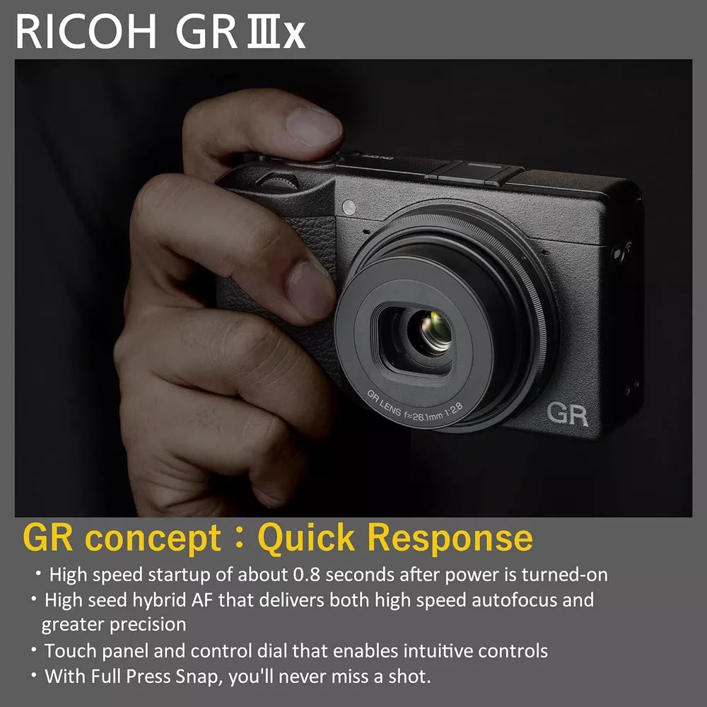 Ricoh GR IIIx Digital Compact Camera (24 MP, 40 mm f/2.8 equiv., Black) - cameraavenue