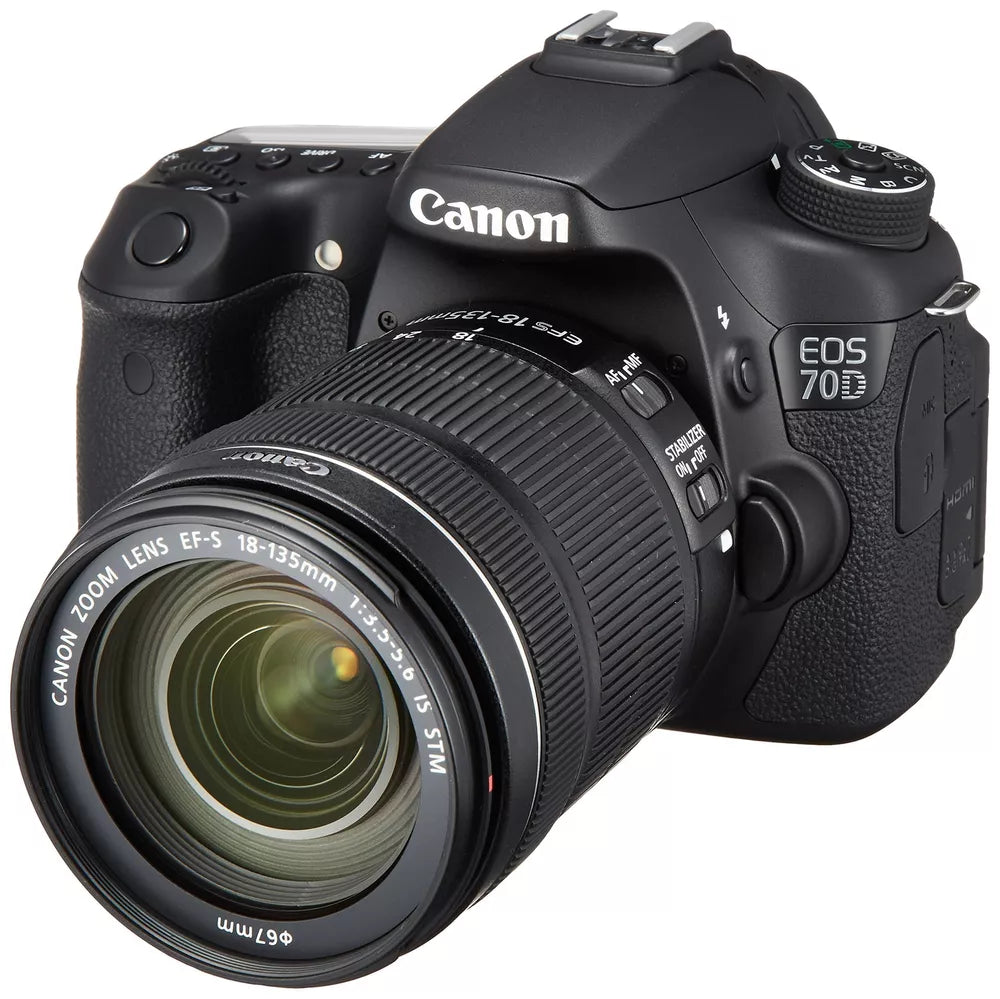 Canon EOS 70D 20.2MP DSLR Camera with EF-S 18-135mm IS STM Lens — Black - cameraavenue
