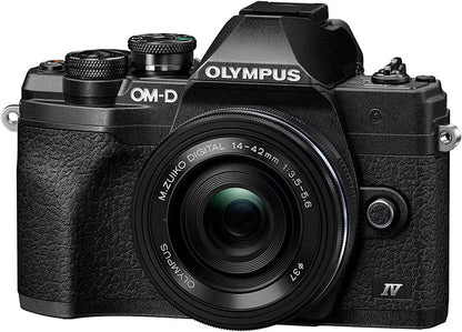 Olympus OM-D E-M10 Mark IV Mirrorless Camera with M.Zuiko Digital ED 14-42 mm F3.5-5.6 EZ Lens Kit (Black) - cameraavenue