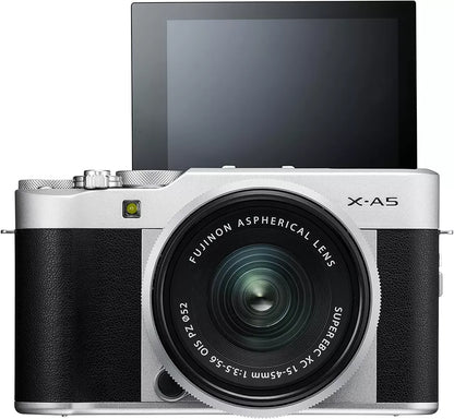 Fujifilm X-A5 24.2 MP Mirrorless Digital Camera with XC 15-45 mm Lens Kit — Silver - cameraavenue