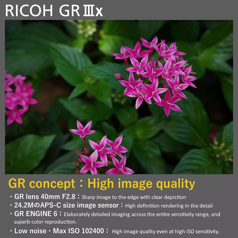 Ricoh GR IIIx Digital Compact Camera (24 MP, 40 mm f/2.8 equiv., Black) - cameraavenue