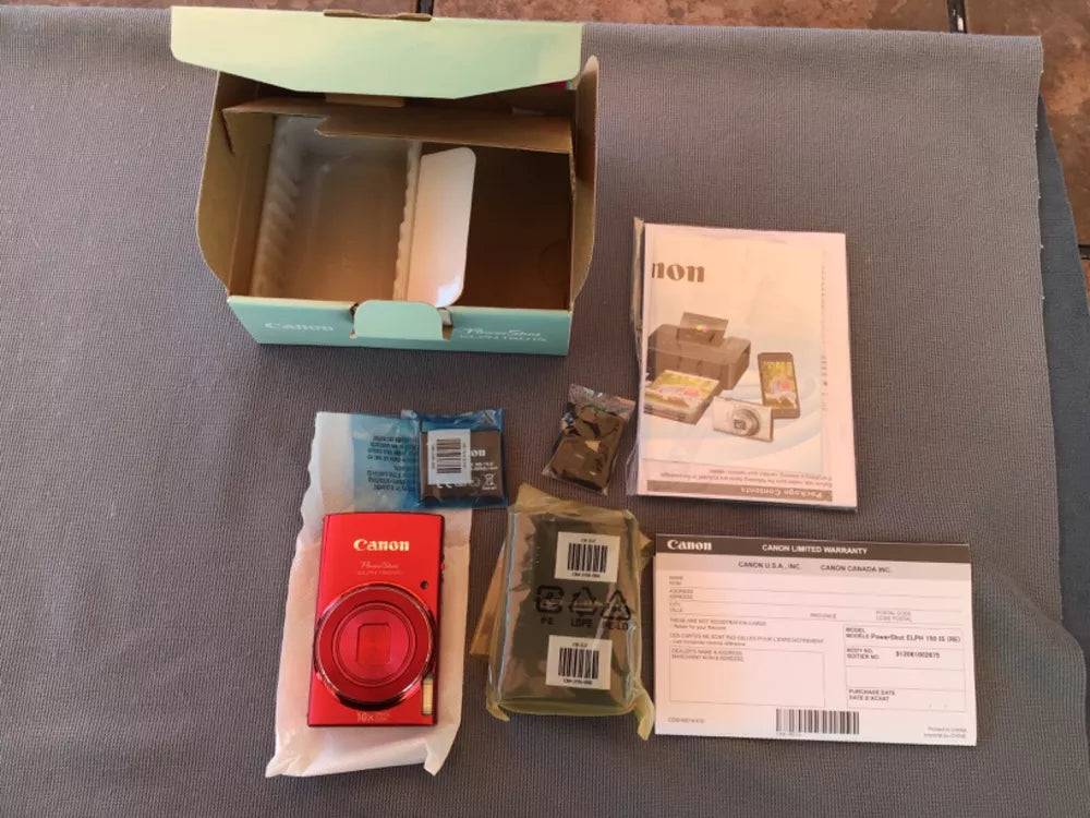 Canon PowerShot ELPH 150 IS (Red) with its original charger (CB-2LF) - cameraavenue