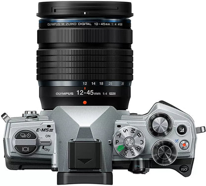 Olympus OM-D E-M5 Mark III Mirrorless Camera + M.Zuiko 12-45mm F4 PRO Lens — Silver - cameraavenue